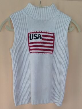 Vintage Petite Sophisticate USA Ribbed Knit Sleeveless Sweater Size S
